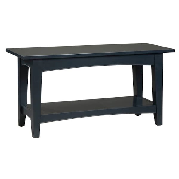 Alaterre Furniture Shaker Cottage Bench with Shelf, Charcoal Gray ASCA03BL - main